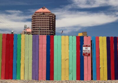 Colorful construction wall in downtown Albuquerque