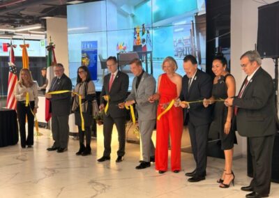 Representatives from the state of New Mexico and Mexico cut the ribbon at the opening celebration of New Mexico's Mexico City office.
