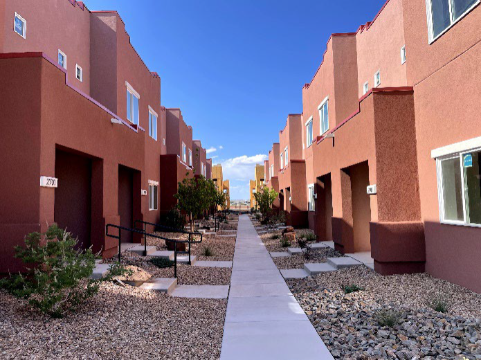 Walkway between townhomes